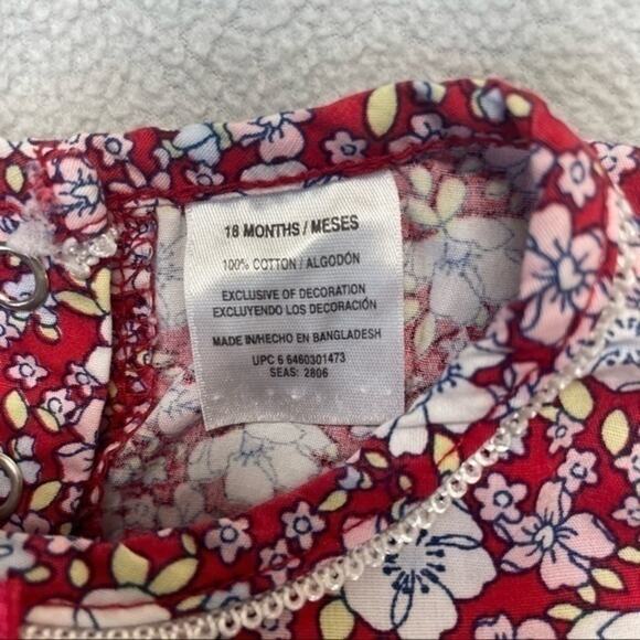 Wonder Kids Red Floral Dress short sleeve cotton baby size 18 Months - Picture 4 of 7